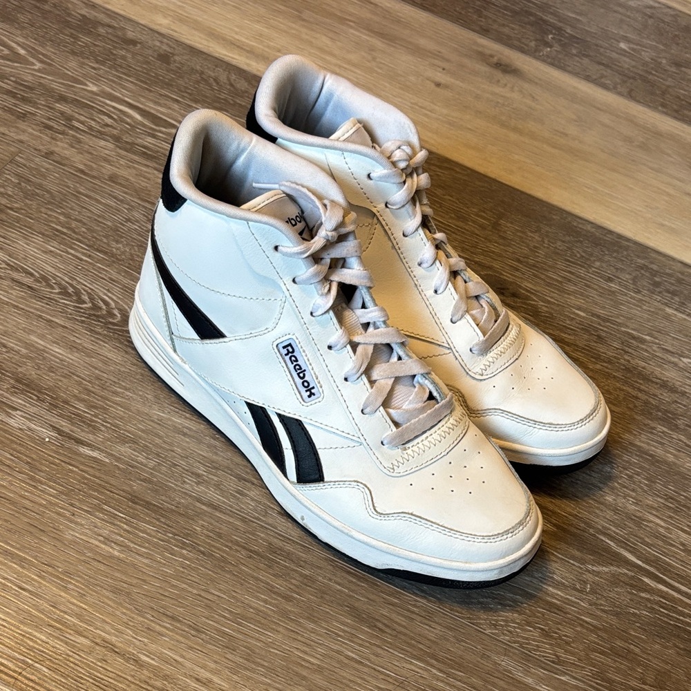 Reebok White and Black High-Top Sneakers Ladies Size 9